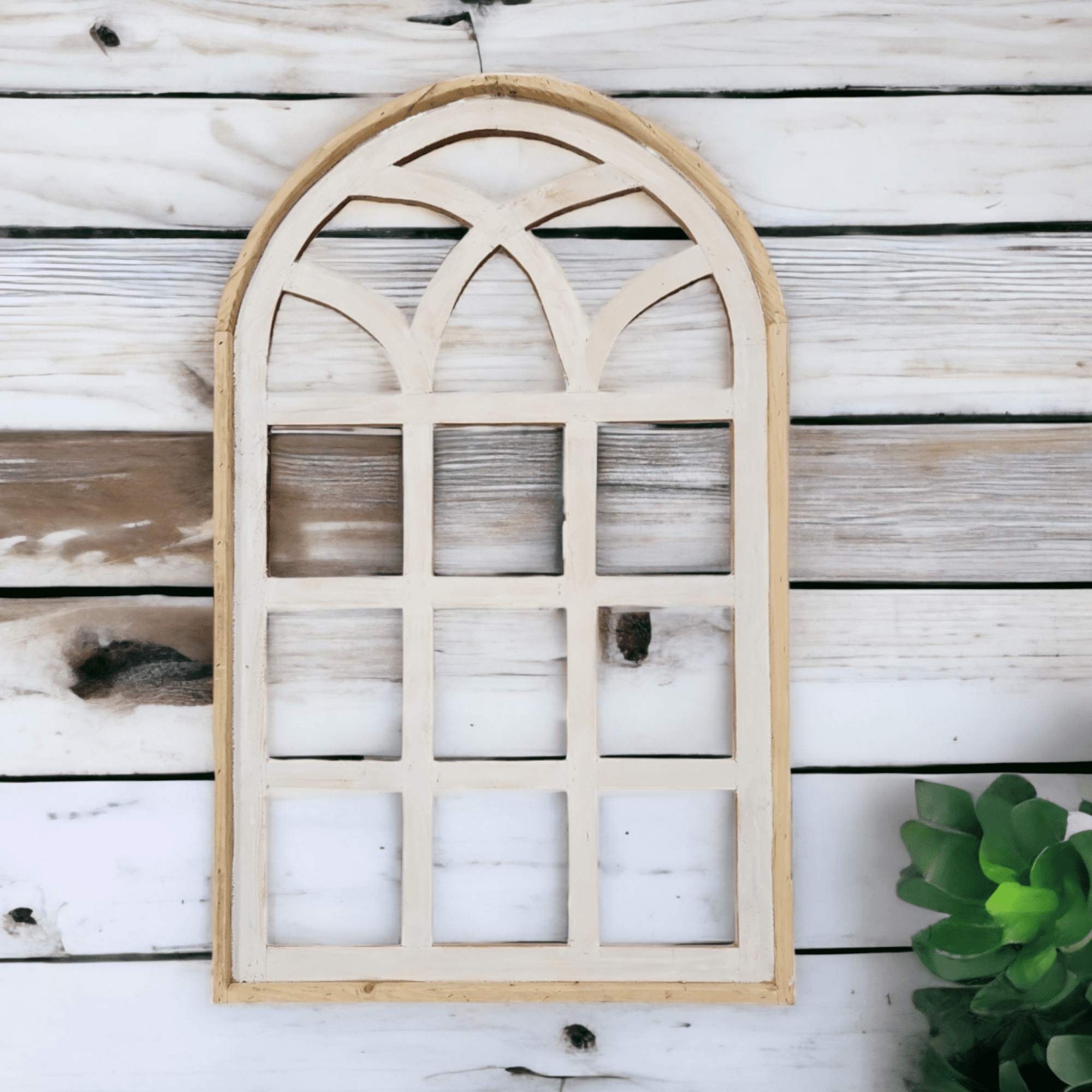 Farmhouse Wooden Wall Window Arch - The Paradise Fields Large Wood Window Frame 2 Sizes 44" and 48" - Paradise Fields + Wreaths wall windowsRanch Junkie